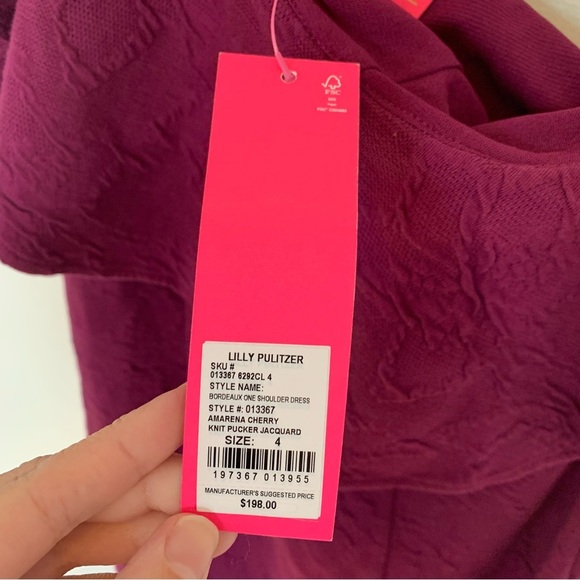 NWT Lilly Pulitzer Bordeaux One Shoulder Ruffle Sleeve Mini Dress Size 4 - Picture 6 of 10